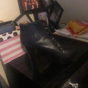 Lace up black booties